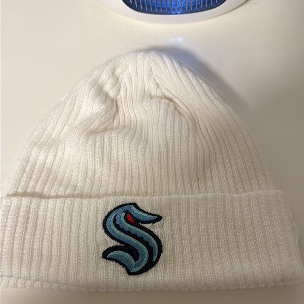 White Seattle Kraken Beanie